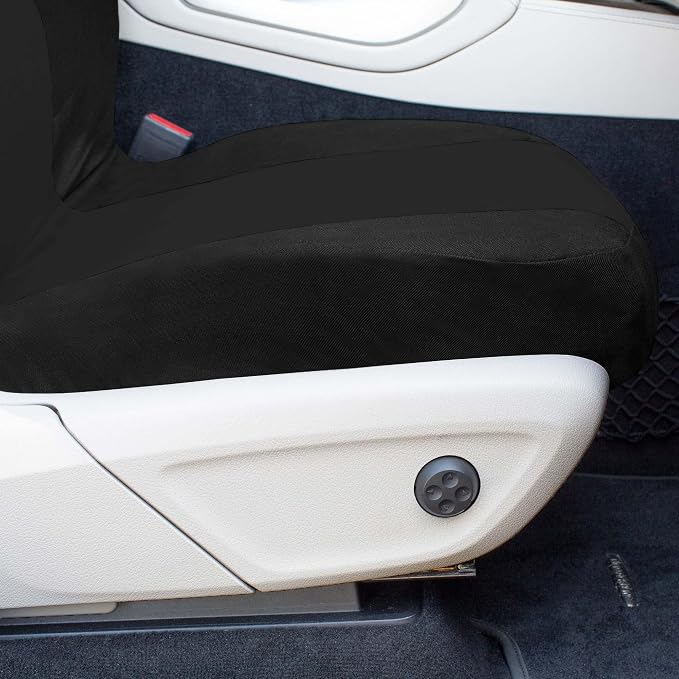 Universal Fit Chevron Flat Cloth Car Seat Covers Full Set - Black