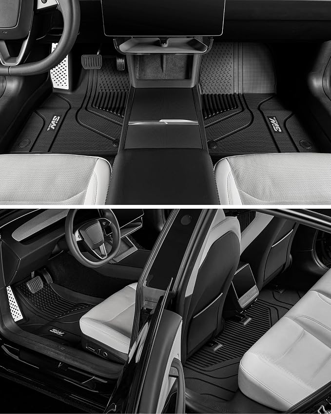 3W Model 3 Floor Mats 2025 2024 with Metal Pedal, Highland Floor Liner, All Weather Custom Fit Accessories Black