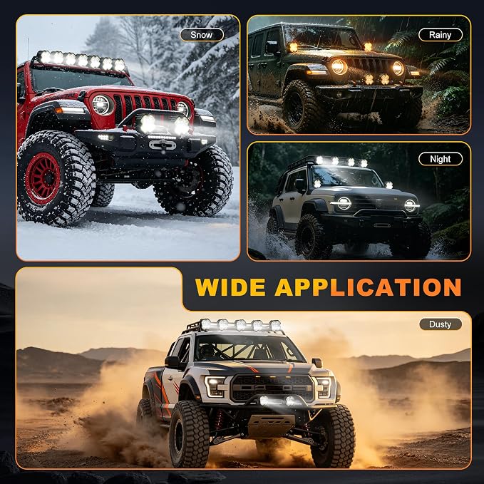 4 Inch LED Pod Driving Lights with Remote, 100W 8500LM Offroad Cube Spotlights with Amber DRL, Ultra-Wide Ditch Light, Hyper Spot Beam 2 Modes Auxiliary Lights, for Truck Jeep ATV, 1 Pair