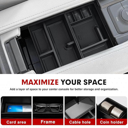 Autorder 2PCS Center Console Organizer for 2024 2025 Toyota Grand Highlander LE/XLE/Limited/Platinum/Nightshade Hybrid Accessories Armrest Storage Box Secondary Insert Tray