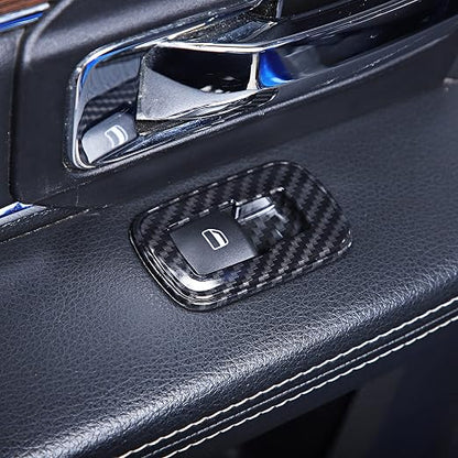Carbon Fiber Window Lift Switch Cover Interior Button Trim Kit for Dodge RAM 2010-2017/Dodge Charger Durango 2011-2021