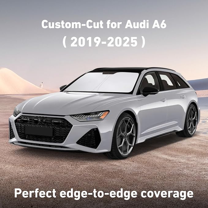 EcoNour Windshield Sunshade Compatible for Audi A6 2019-2023 2024 2025, Sun Visor for Front Windshield & Window Sun Shade Cover, UV Heat Blocker & Protector, Car Accessories