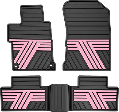Floor Mats Fit for 2012-2015 Honda Civic Sedan & Sedan Si (Not for Coupe), Custom Fit All Weather Protection Heavy Duty Anti-Slip Car Mats for Civic, 1st & 2nd Row, Black & Pink
