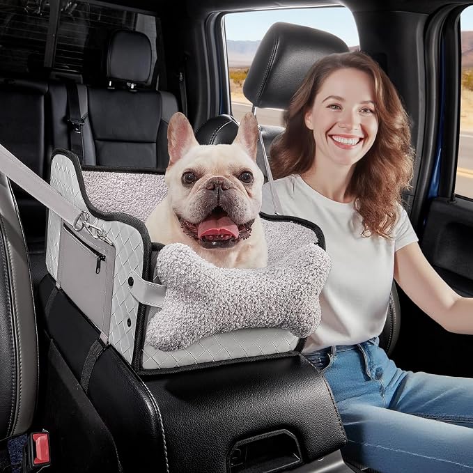 TKYZ Center Console Dog Car Seat,Pet Puppy Middle Console Dog Car Seat for Small Dogs (Full-Size Truck Gray)