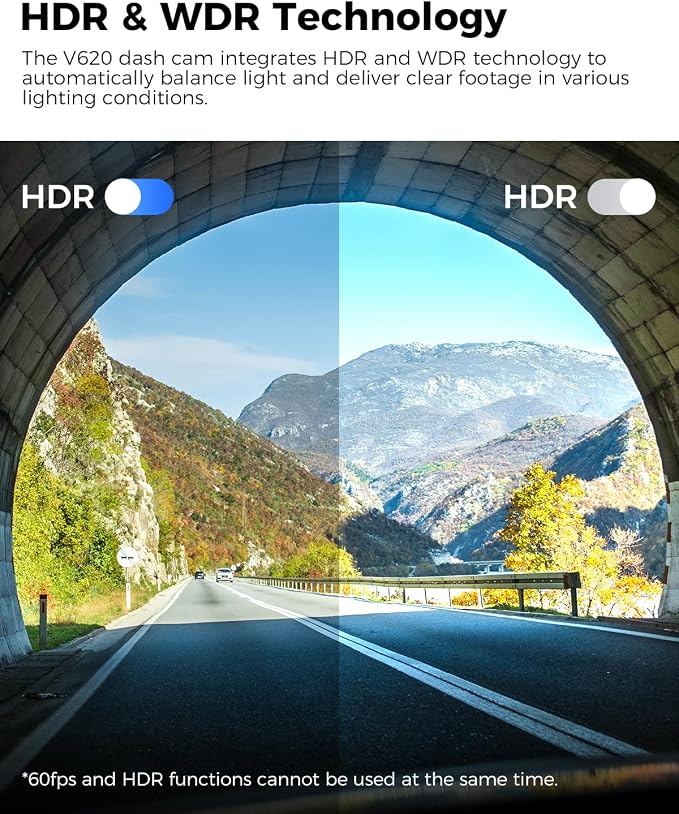 4K Dash Cam Front and Rear, WiFi6 Dash Camera for Cars, HDR Dashcam with Voice Control ADAS GPS, Night Vision, Motion Detection 24H Parking Mode, Advanced Timeline Playback APP, 64GB Card Included