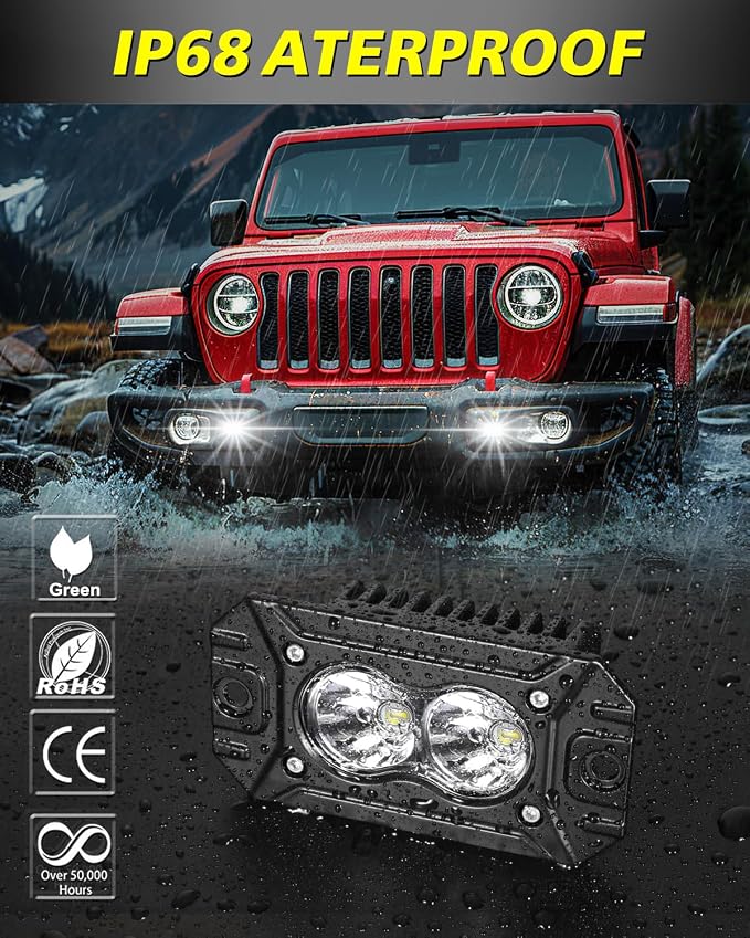 Flush Mount LED Pods Spot 40W CREE LED Flush Mount Bumper Lights | Offroad Driving Lights Backup Reverse Fog Light Pods for Trucks Pickup UTV ATV SUV
