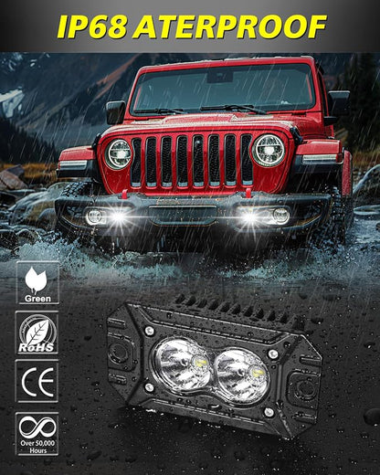 Flush Mount LED Pods, AKD Part 40W CREE LED Flush Mount Fog Lights Backup Reverse Lights Pods Offroad Driving Flood Bumper Light Bars for Trucks Pickup UTV ATV SUV