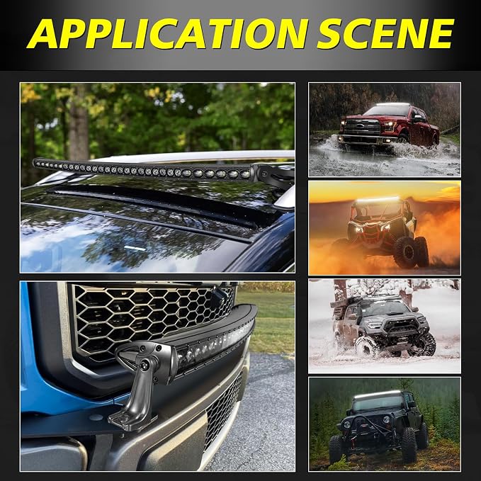 40 Inch Curved Light Bar Kit, AKD Part 210W OSRAM LED Black Series Single Row Light Bar w/Wiring Harness Spot Flood Combo Offroad Driving Slim Curve LED Lights for Trucks SUV UTV Can-am Bronco