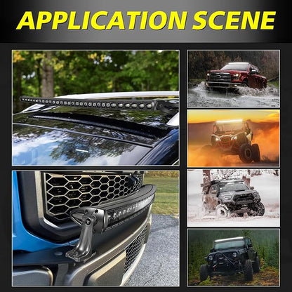 40 Inch Curved Light Bar Kit, AKD Part 210W OSRAM LED Black Series Single Row Light Bar w/Wiring Harness Spot Flood Combo Offroad Driving Slim Curve LED Lights for Trucks SUV UTV Can-am Bronco