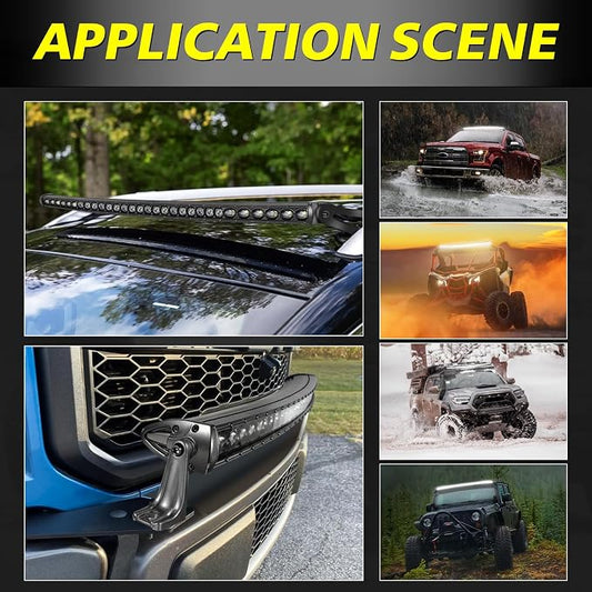 40 Inch Curved Light Bar Kit, AKD Part 210W OSRAM LED Black Series Single Row Light Bar w/Wiring Harness Spot Flood Combo Offroad Driving Slim Curve LED Lights for Trucks SUV UTV Can-am Bronco
