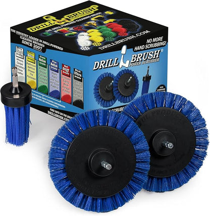 Drillbrush Boat Detailing Kit for Cordless Drill - Power Swimming Pool Tile Cleaner Brush Set - Crevice Cleaning Brush for Electric Drill - Small Power Scrubber for Grout - Spin Scrubber Attachment