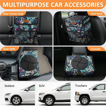 Vankor Car Trash Can for Car Cute, Bag Bin Hanging Waterproof Automotive Garbage Cans Leak Proof Vehicle Trash Can Colorful Leaves