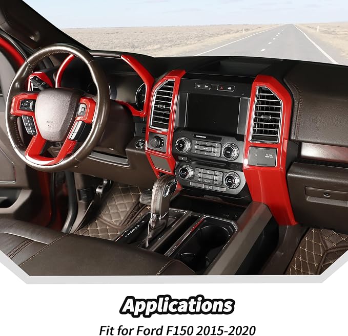 JeCar 16pcs Full Set Red Interior Trim Kit Fit for 2015-2020 Ford F150 Interior Accessories