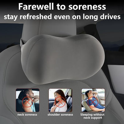 Car Headrest Pillow for Neck Support Memory Foam Car Neck Pillow Universal Fit Head Rest Travel Pillow Car Pillow for Pain Relief While Driving Grey 2pc