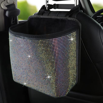 Cavalcade Car Back Seat Organizer, Bling Hanging Pocket, Large Seat Back Travel Caddy Bag, Diamond Trash Bin Garbage Container (Multicolor)