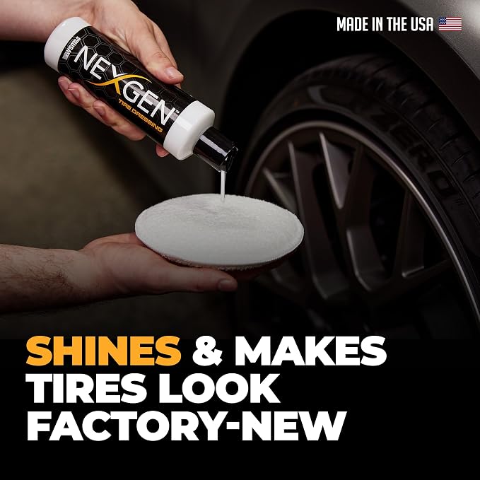 Nexgen Tire Dressing (Gallon) - Long-Lasting Tire Shine & UV Protection - Repels Dust & Debris - On-the-Go Car Detailing - Car Cleaning Supplies - for Tires, Dashboards, & Trim