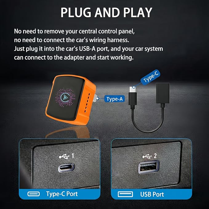 2026 New 2-in-1 Wireless CarPlay Adapter & Android Auto Dongle, Ultra-Mini 5GHz Fast Auto-Connect, Aluminum Shell & 7-Color RGB Logo, Plug & Play for OEM Wired Cars (iOS & Android)