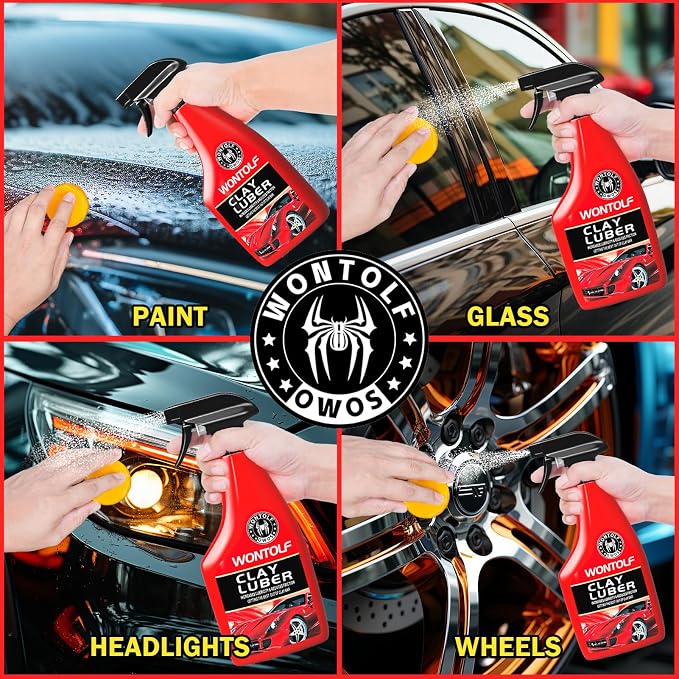 Heavy Duty Car Clay Bars Auto Detailing Clay Luber Synthetic Lubricant Kit, 4 Clay Bars, Clay Bar Lubricant Tablets 10 Pack, Spray Bottle and Microfiber Towel for Car Detailing Cleaning