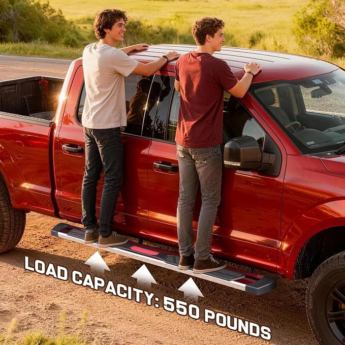 COMNOVA Running Boards Compatible with 2019-2026 Chevy Silverado/GMC Sierra 1500 Crew Cab, 2020-2026 Silverado/Sierra 2500HD 3500HD. 6 Inch High Light Stainless Steel Nerf Bars Step Bars.