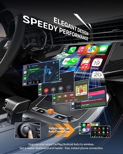 OTTOCAST Mini Cube 3.0 Wireless CarPlay & Android Auto Adapter 2026– Plug & Play, Fast Auto-Reconnect (Orange)