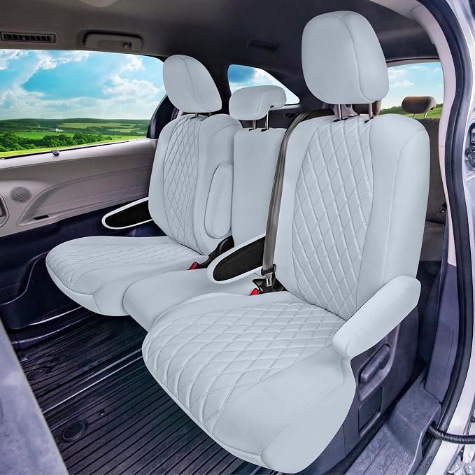 FH Group Custom Fit Car Seat Covers Specifically Made for Toyota Sienna 2011-2020, Car Seat Cover 2nd Row Set, 8 Seater Automotive Seat Covers in Solid Gray Neoprene, Waterproof and Washable