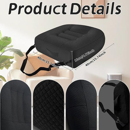 Car Booster Bandage Seat Cushion for Short Adults Thick Breathable Mesh Height Adjustable for Driving, Office & Home Use Universal Fit for Cars, Trucks & Wheelchairs 15.7"x15.7"x4.7"-Black