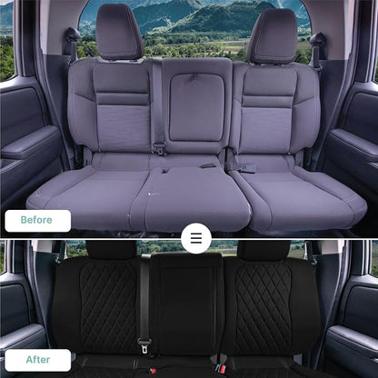 FH Group Custom Fit Car Seat Covers Specifically Made for 2022-2026 Nissan Frontier, Rear Set Black Ultraflex Neoprene Waterproof Automotive Seat Covers for Pickup Truck, Nissan Accessories