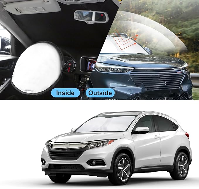 TINGLU Sun Shade for Honda HRV HR-V 2016-2022 Accessories Windshield Sun Shade Window Shade UV Rays Protection Sun Visor Cover with Steering Wheel Sunshade Storage Bag