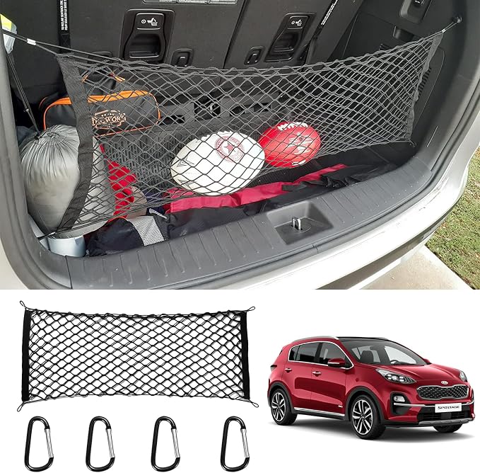 for Kia Sportage Telluride Envelope Style Truck Bed Cargo Net - Fits 2013-2024 2025 2026 Sportage Telluride Accessories Cargo Net for Pickup Truck Bed - Heavy Duty Carabiners
