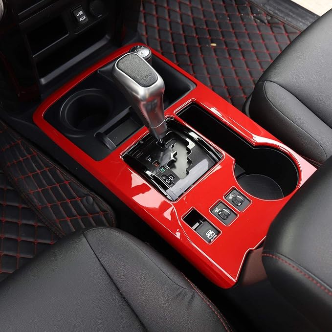JeCar Center Console Gear Shift Panel Cover Interior Trim Accessories for Toyota 4Runner 2010-2023 (Red)