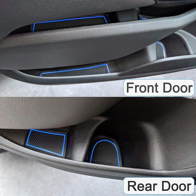 JDMCAR Custom Liner Accessories Compatible with Chevy Colorado/GMC Canyon 2015-2021 2022, Console, Door Pocket, and Cup Holder Rubber Mats 26-PC Set (Crew Cab, Blue Trim)