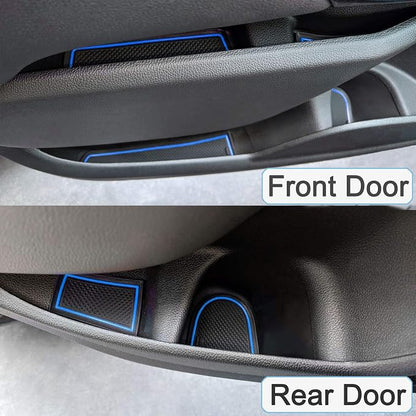 JDMCAR Custom Liner Accessories Compatible with Chevy Colorado/GMC Canyon 2015-2021 2022, Console, Door Pocket, and Cup Holder Rubber Mats 26-PC Set (Crew Cab, Blue Trim)