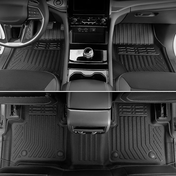 Floor Mats Set for 2022-2025 2026 Jeep Grand Cherokee Accessories, Full Coverage All Weather Floor Mats Cargo Mat with Backrest Protectors & Door Sill Guards (Include 4xe Not for L or WK)