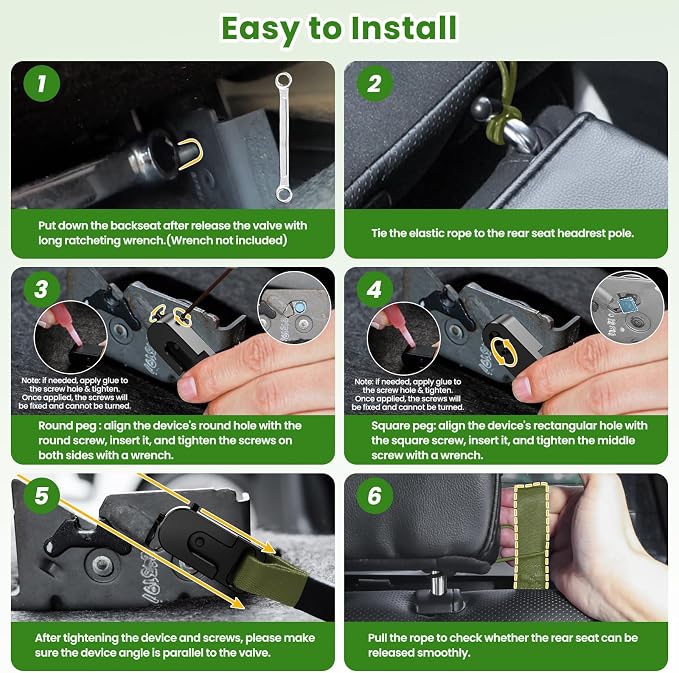 Kaishengyuan Upgraded Rear Seat Quick Release with Elastic Rope Compatible with Ford F-150 (2009+) & F-250/350 (2017+)