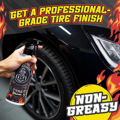 Salty Captain Tire Shine 16.9oz – Tire Shine Spray for Long-Lasting Gloss – Water-Based Formula with UV Shield – Safe for Cars, Trucks, Motorcycles, RVs & More – Non-Greasy & No Sling, Easy to Apply