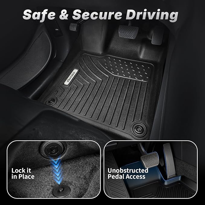 OEDRO Floor Mats Fit for 2019-2026 for Chevy Silverado/GMC Sierra 1500, 2020-2026 2500HD 3500HD, Double Cab with 1st Bench Seats, NO Rear Underseat Storage Box, All Weather TPE Floor Liner Set
