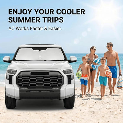 for Toyota Tundra Windshield Sun Shade 2022-2026, Custom Fit for Limited SR5 Platinum TRD Pro, Foldable UV Blocking Front Window Visor, Summer Car Accessory
