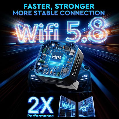 Elrina 2026 New-Gen Wireless CarPlay Adapter with Button Control, 5s Fast Auto-Reconnect Ultra Mini Wired to Wireless Plug & Play Adapter for iPhone & Android Auto, Stable 5.8GHz WiFi, Bluetooth 5.4