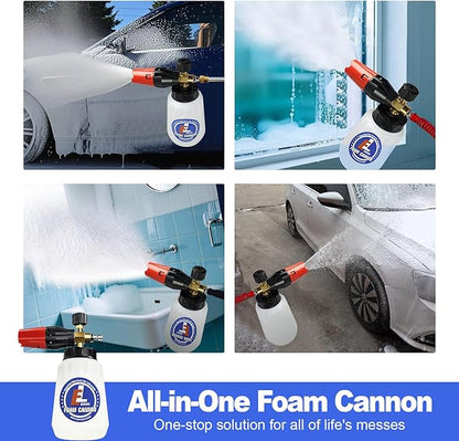 Foam Cannon for Pressure Washer, 1 Liter Bottle, 1/4 Inch Quick Connector, Professional Snow Foam Lance for Car, Glass, Wall, and Exterior Surface Cleaning