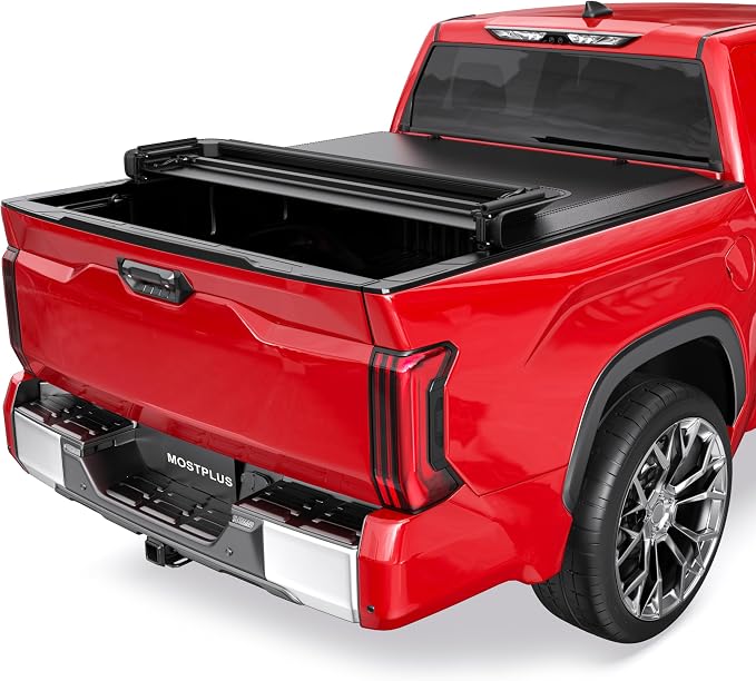 MOSTPLUS 6.5 FT Quad Fold Soft Truck Bed Tonneau Cover Compatible with 2007-2021 Toyota Tundra Fleetside for Models with The Deckrail System 6.5 FT Bed -78.7 inch On Top