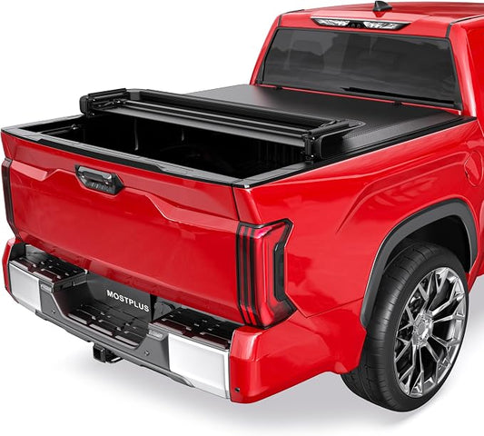 MOSTPLUS Quad Fold Soft Tonneau Cover Truck Bed Compatible for 2014-2026 Toyota Tundra Fleetside for Models with or Without The Deckrail System (5.5 FT) On Top Cargo Bed Waterproof