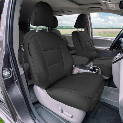 FH Group Custom Fit Car Seat Covers Specifically Made for 2011-2020 Toyota Sienna 7 Passenger, Car Seat Cover Full Set, Automotive Seat Covers in Black Faux Leather, Waterproof and Washable