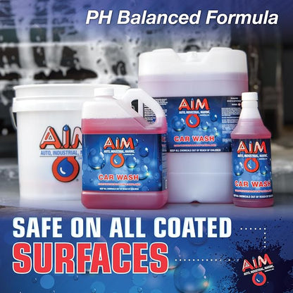 AIM Chemicals Car Wash - High Foam Formula Car Shampoo, Professional Car Wash Shampoo Compatible with Ceramic Coatings - Ideal for Foam Guns - Streak-Free Finish for Detailing - 1 Gal