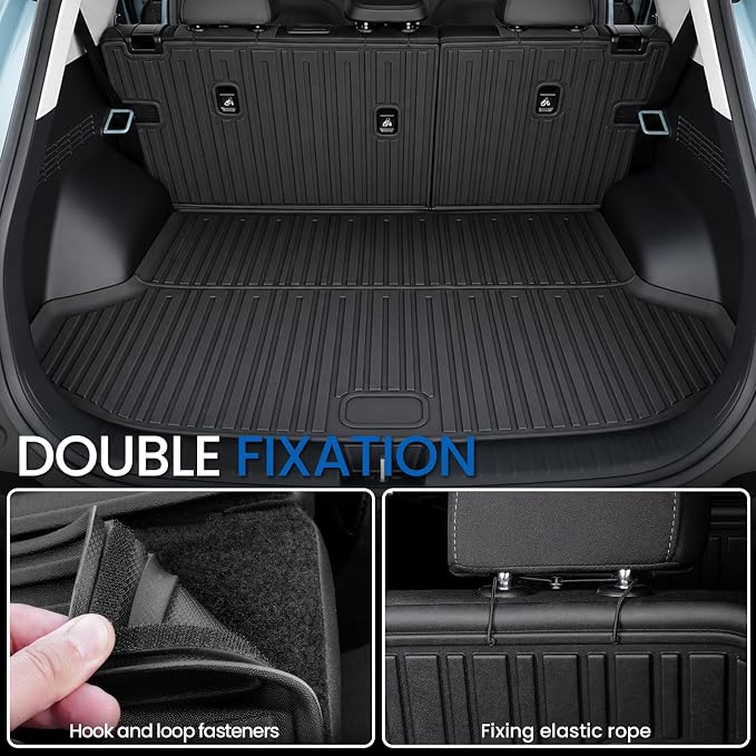 Floor Mats Set for 2024-2026 Kia Seltos Without Subwoofer, All Weather TPE Floor Liners Trunk Mat Cargo Liner with Backrest Mat Accessories
