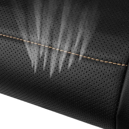 CAR PASS Universal FIT Piping Leather Two Front Seat Covers, Waterproof Faux Leather for SUV Sedan Van Truck, Airbag Compatible,Reserved Opening Holes for Headrest Covers. (Black and Beige)