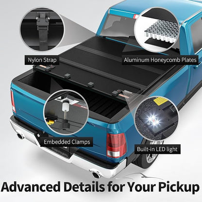 OEDRO Quad Fold Hard Truck Bed Tonneau Cover Fit for Dodge Ram 1500 Classic 2009-2024, Fit for Ram 1500 New Body 2019-2026 with 5.7ft Bed, Black
