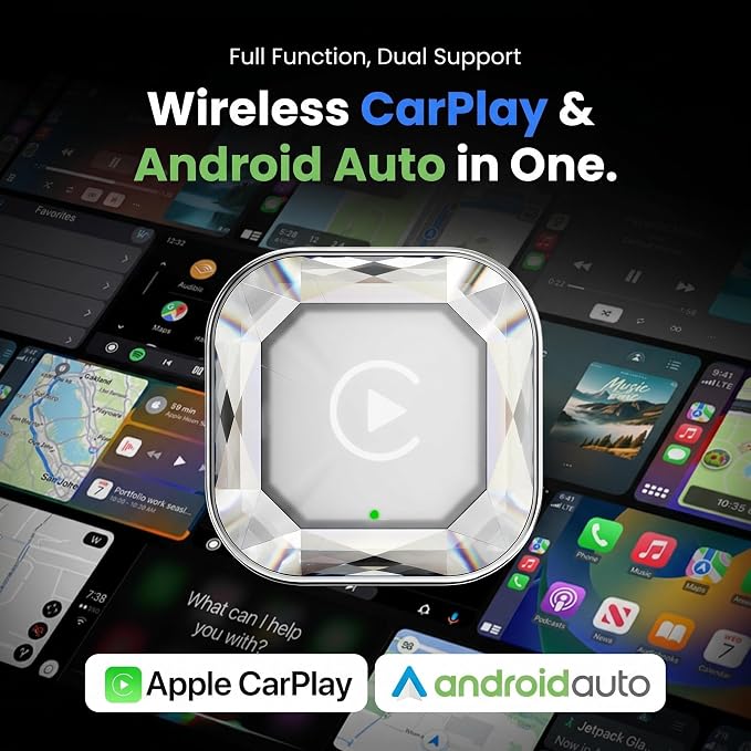 2026 2in1 Wireless CarPlay& Android Auto Adapter for iPhone& Android, Plug in Once Go Wireless Forever. Plug & Play CarPlay Dongle, Fast Auto-Connect, No Delay, USB A/USB-C Port