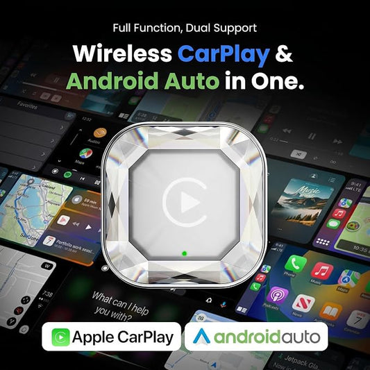 2026 2in1 Wireless CarPlay& Android Auto Adapter for iPhone& Android, Plug in Once Go Wireless Forever. Plug & Play CarPlay Dongle, Fast Auto-Connect, No Delay, USB A/USB-C Port