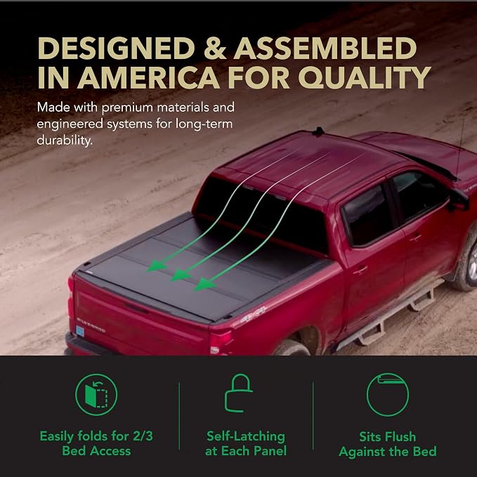Gator EFX Hard Tri-Fold Truck Bed Tonneau Cover | GC14008 | Fits 2007 - 2013 Chevy/GMC Silverado/Sierra w/o rail system 6' 7" Bed (78.7")