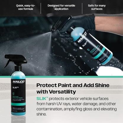 Malco SLIK SiO2 UV Paint Protection + Shine Spray for Vehicles (60-Day Advanced Protection & Shine) - Rejuvenates and Protects Exterior Finishes with Deep Shine/UV and Environmental Shield (264016)
